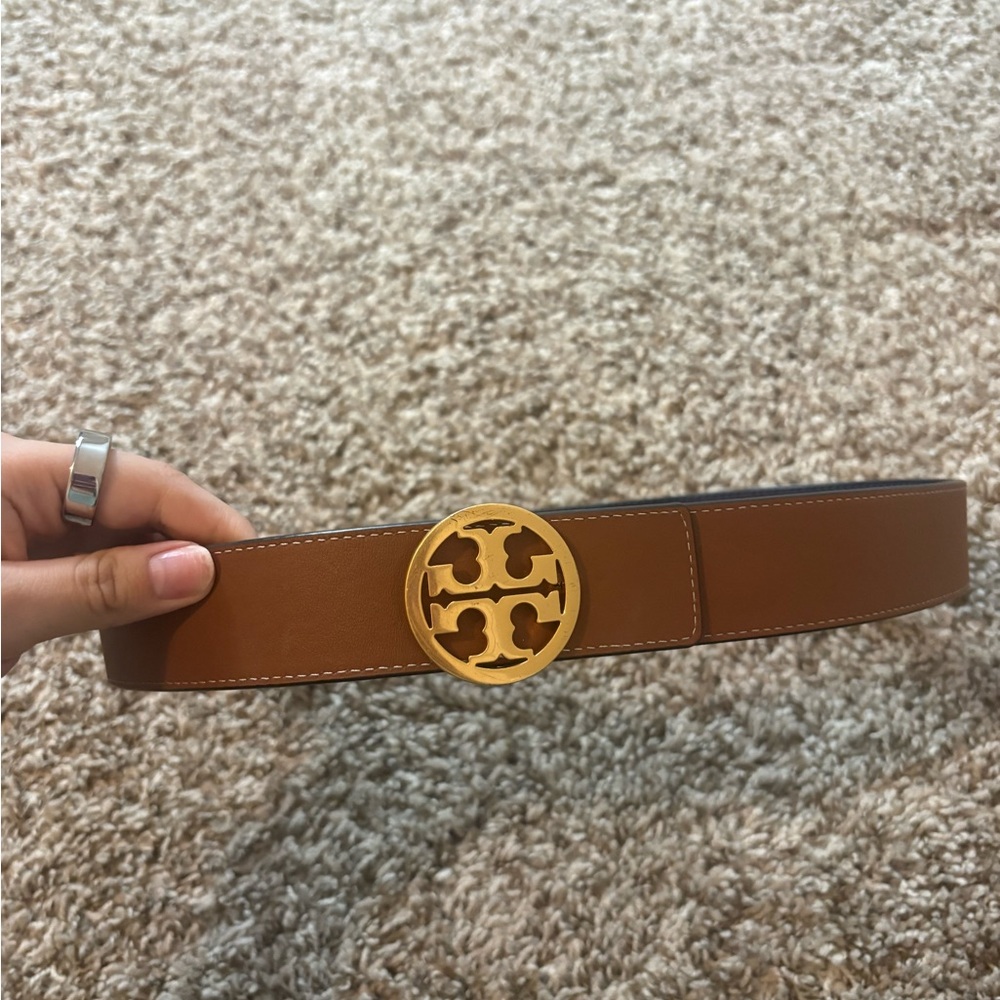Authentic Tory Burch Brown & blue reversible Leather Belt
